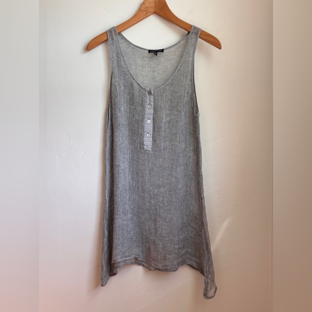 Eileen Fisher Woven Linen Mesh Tank Top